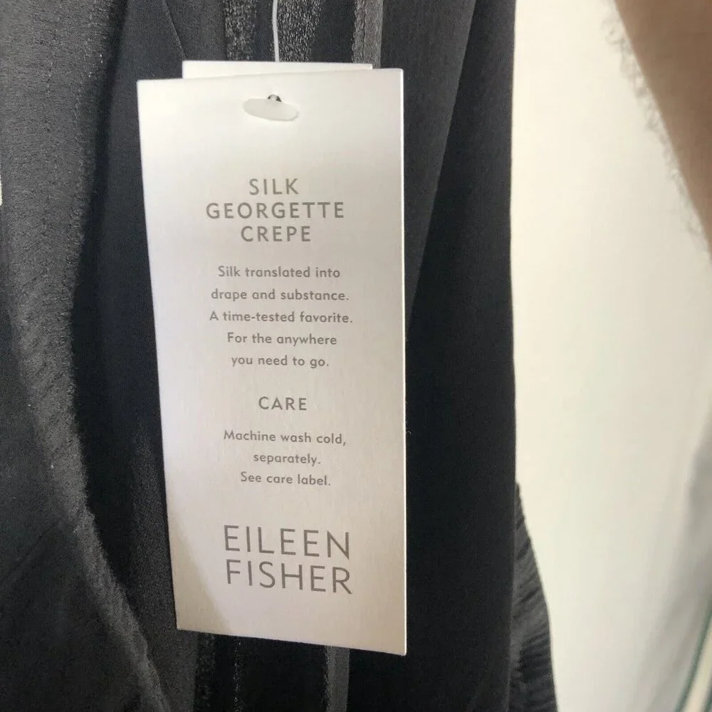 Eileen Fisher Silk Pants Womens Extra Large Black Georgette Crepe Career NEW - Picture 14 of 16